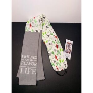 Demdaco Kitchen Boa Gray Waffle Towel Friends Add Flavor to Life Herb Print NEW